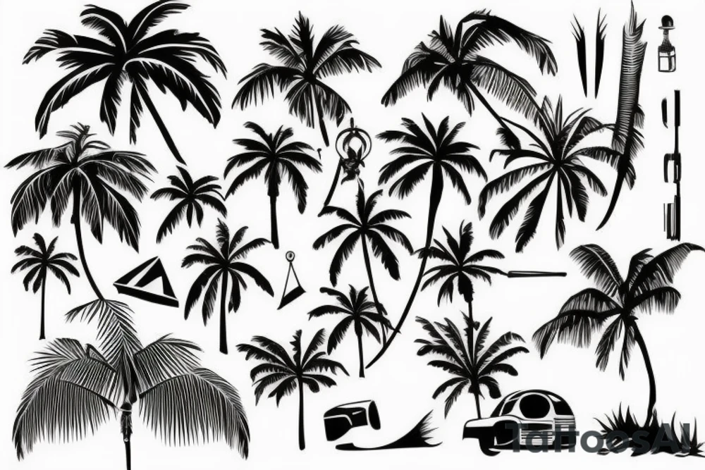 palm vacation in a certain place tattoo minimal tattoo idea