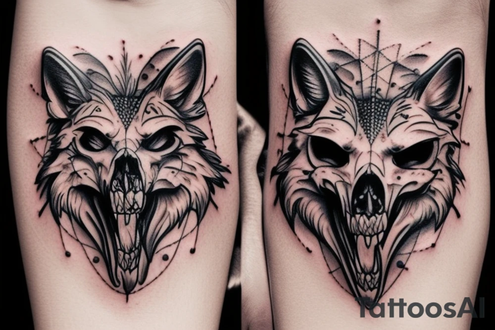 Wolf skull biomechanics tattoo idea