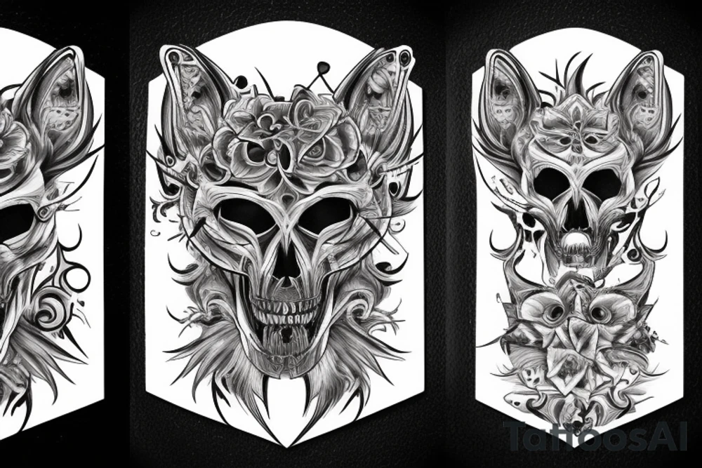 Wolf skull biomechanics tattoo idea