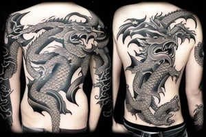 Dragon fire war god sea warrior tattoo idea