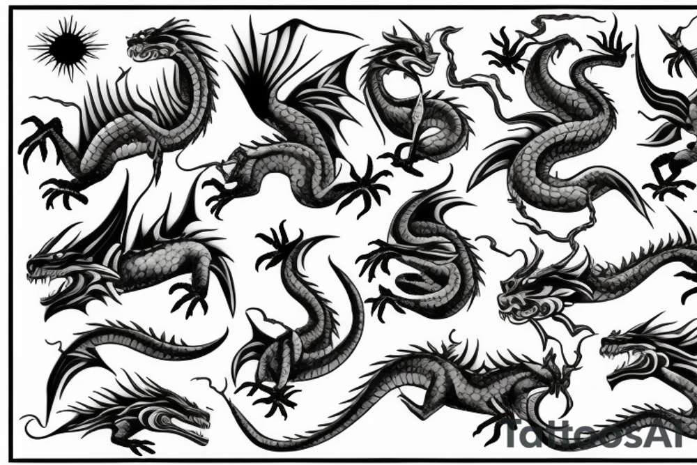 Dragon fire war god sea warrior tattoo idea