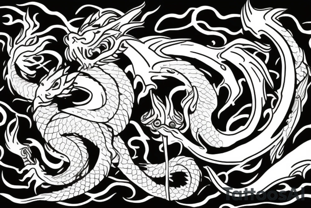 Dragon fire war god sea warrior tattoo idea