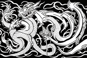 Dragon fire war god sea warrior tattoo idea