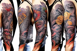 Bull sleeve tattoo idea
