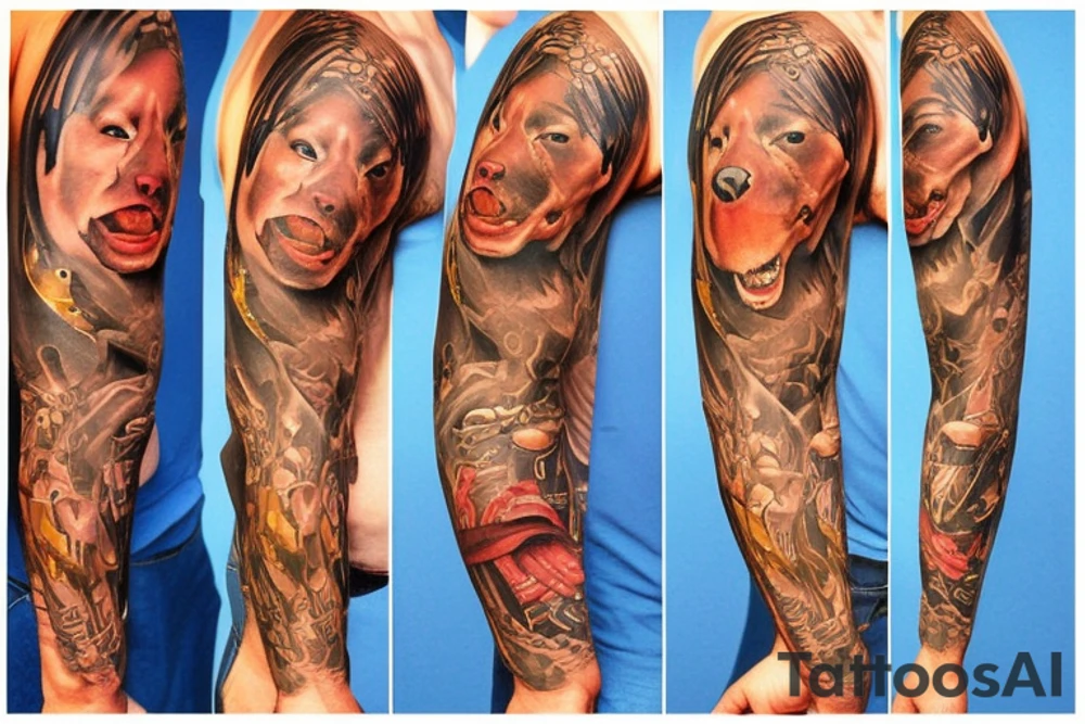 Pit bull sleeve tattoo idea