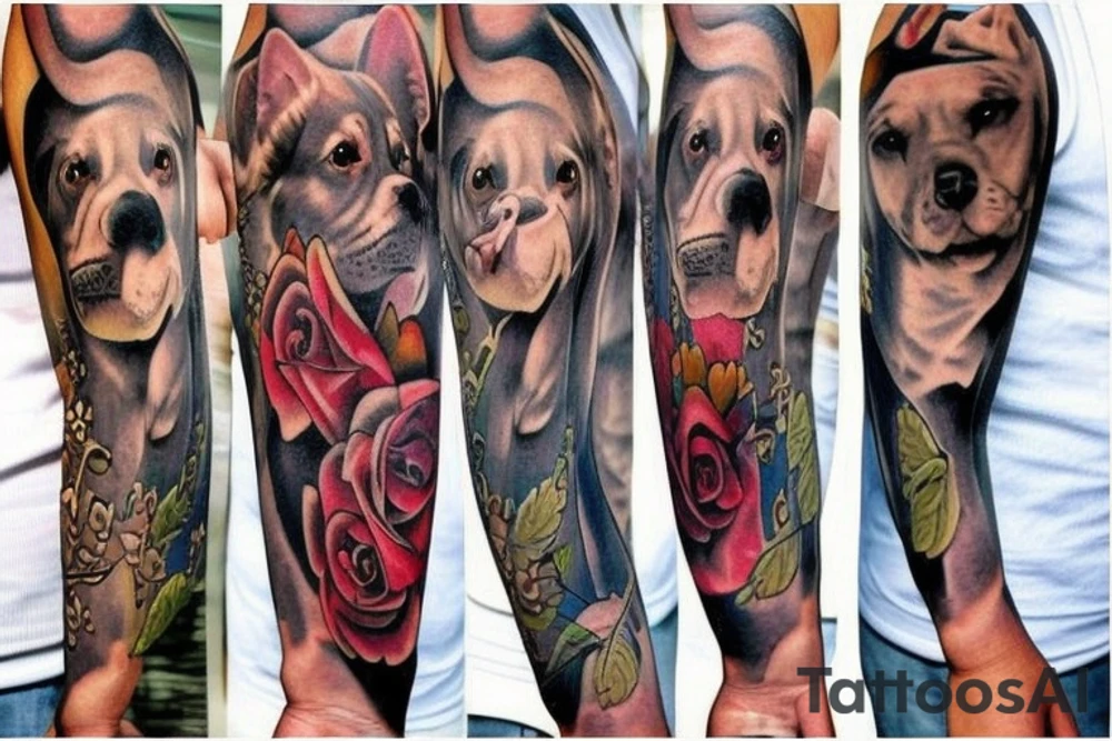Pit bull sleeve tattoo idea