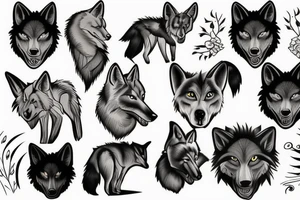 Black wolf tattoo idea