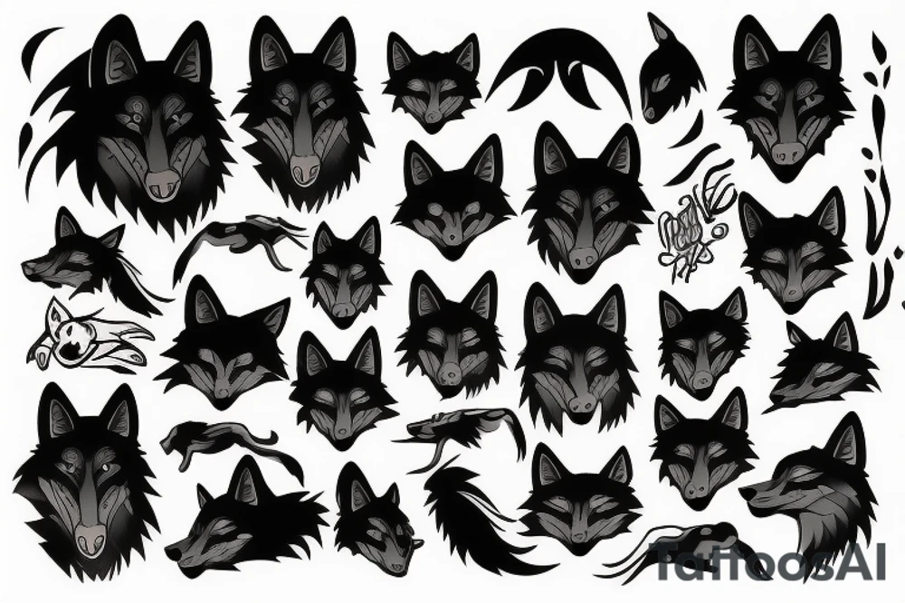 Black wolf tattoo idea