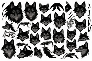 Black wolf tattoo idea