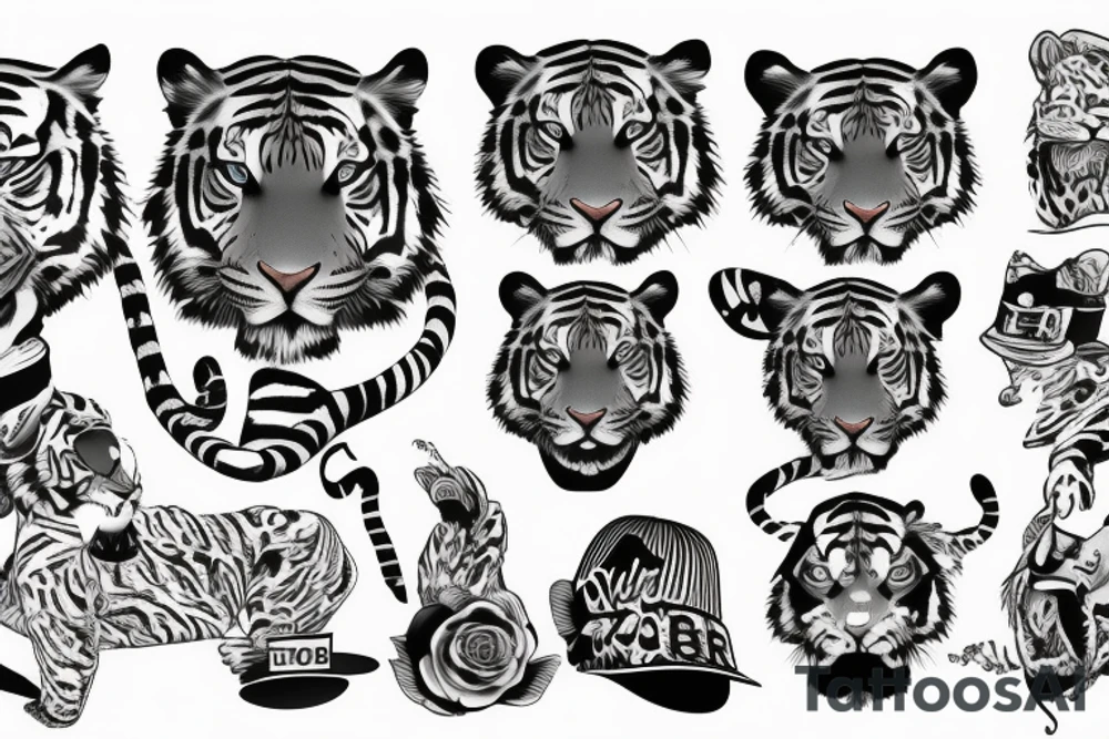 Tiger with hat tattoo idea