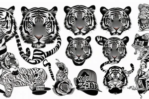 Tiger with hat tattoo idea