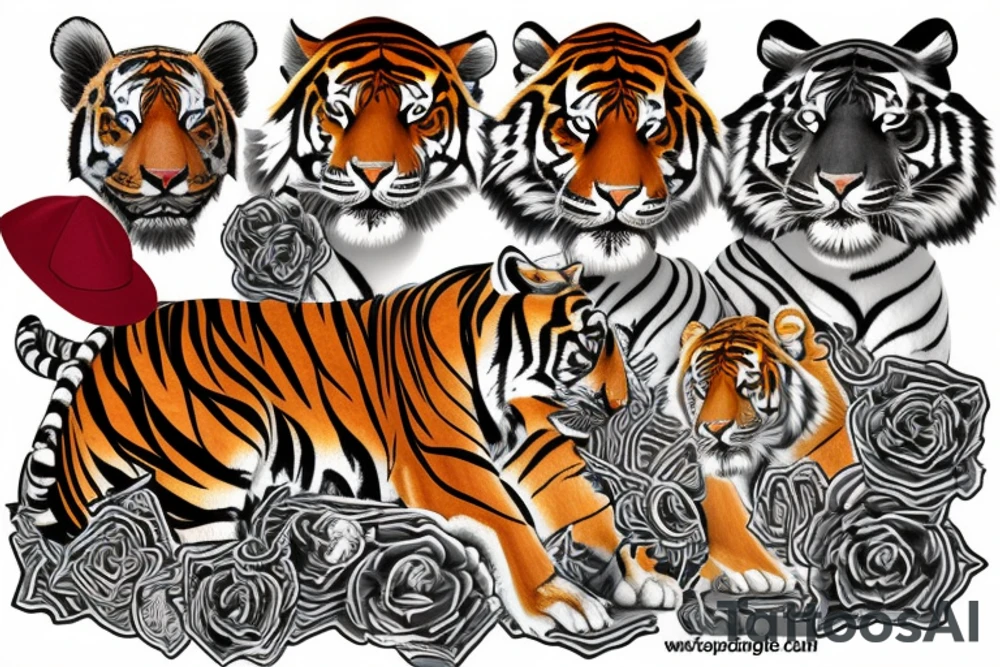 Tiger with hat tattoo idea