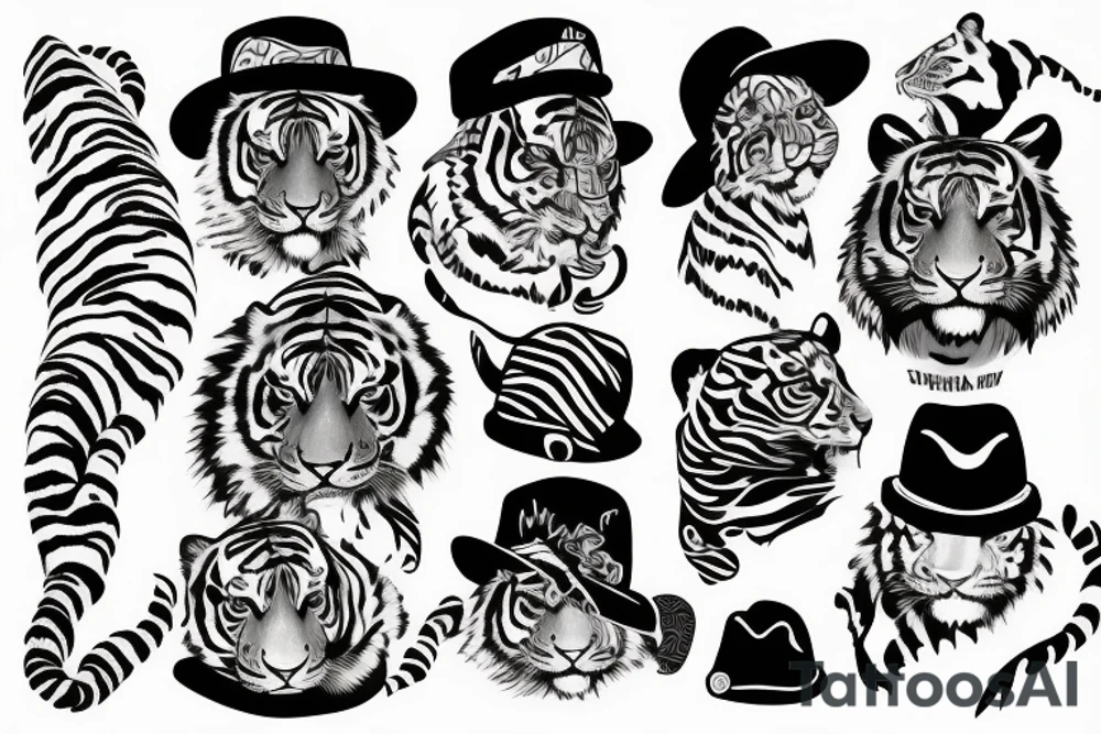 Tiger with hat tattoo idea