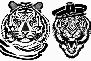 Tiger with hat and snow jacket tattoo idea