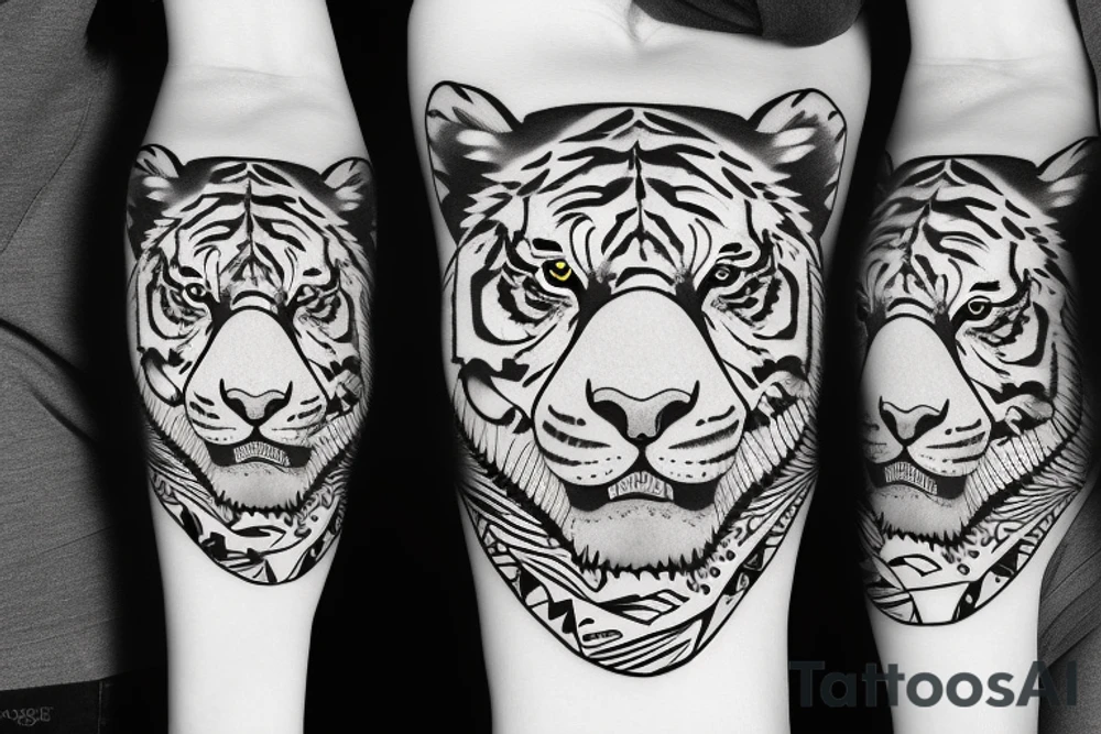 Tiger with hat and snow jacket tattoo idea