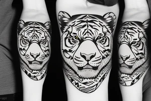 Tiger with hat and snow jacket tattoo idea