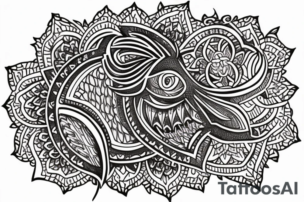 Lion and mandala sternum tattoo tattoo idea