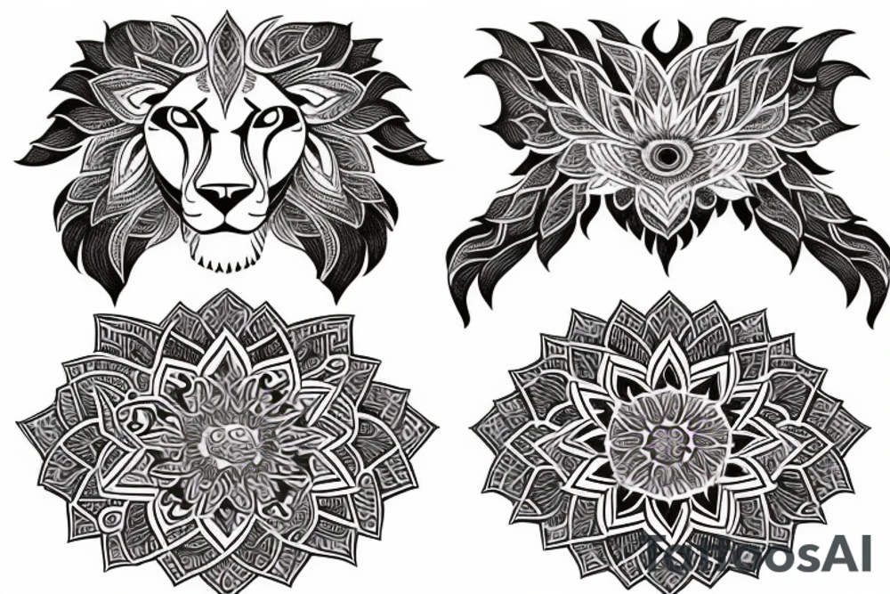 Lion and mandala sternum tattoo tattoo idea