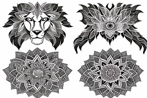 Lion and mandala sternum tattoo tattoo idea