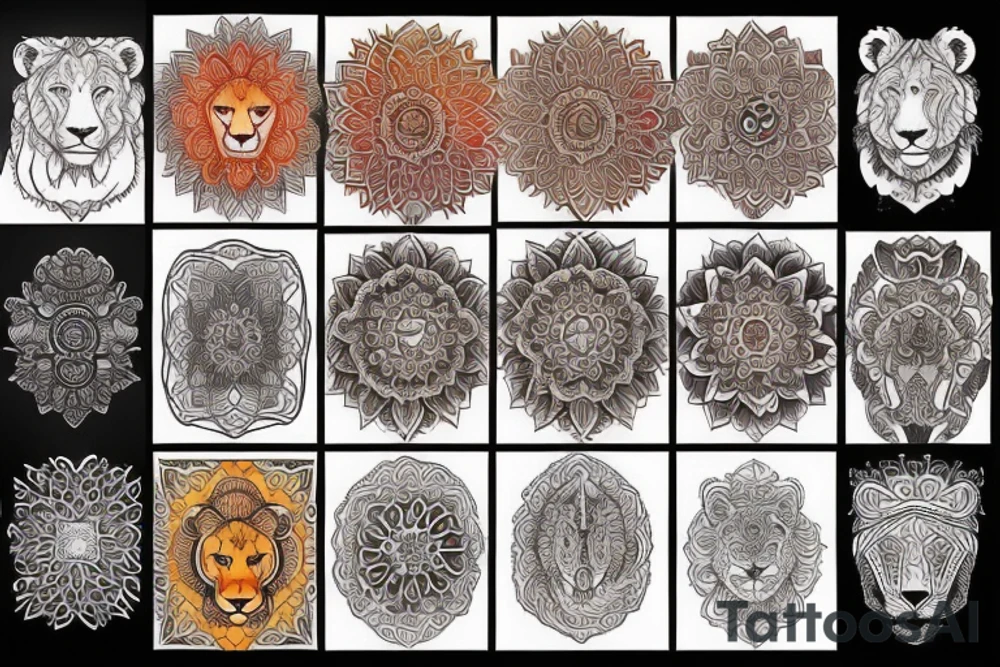 Lion and mandala tattoo idea