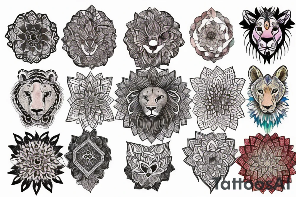 Lion and mandala tattoo idea