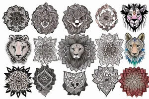 Lion and mandala tattoo idea