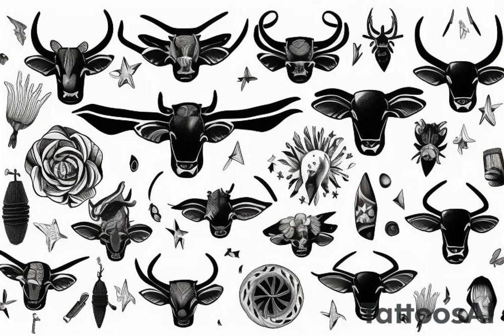 Nativ American Sun Longhorn New York tattoo idea
