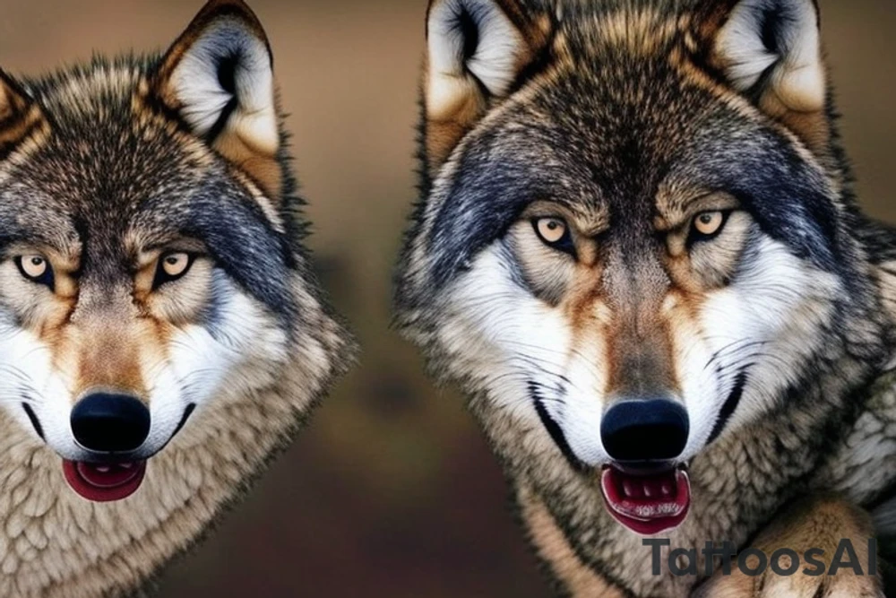 An intense scene featuring a ferocious wolf, its eyes burning with fury and teeth bared in a deadly snarl. It’s caught in the act of biting a struggling snake, its powerful jaws exerting killing pressure. The snake writhes in desperation, but the wolf’s determination and deadly intent are palpable. The overall design should carry the dynamic and detailed style of a renowned artist like Nikko Hurtado. tattoo idea