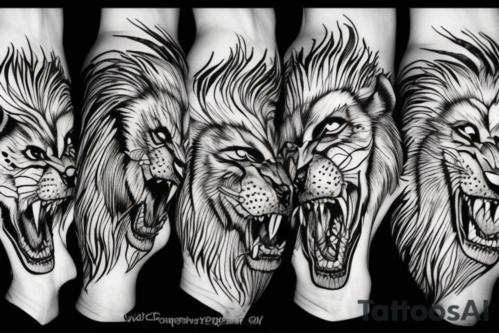 Ferocious, angry and big wolf killing a lion tattoo idea Ferocious, angry and big wolf killing a lion tattoo idea