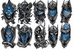 Sleeve lich king black blue tattoo idea