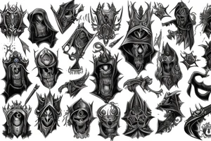 Sleeve lich king black blue tattoo idea
