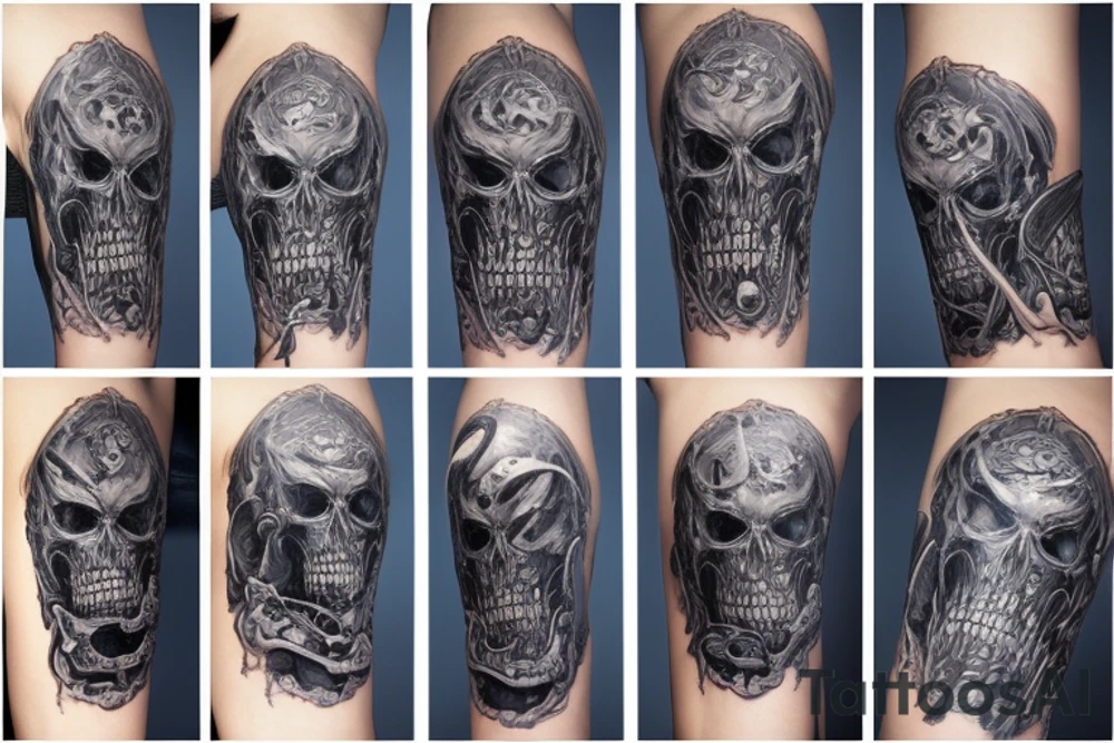 Sleeve lich king black blue tattoo idea