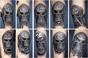 Sleeve lich king black blue tattoo idea