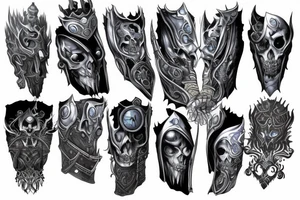 Sleeve lich king black blue tattoo idea