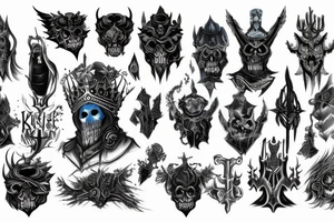 Sleeve lich king black blue tattoo idea