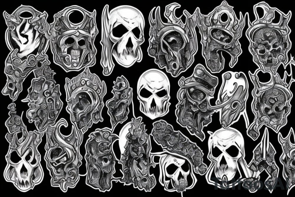 Sleeve lich king black blue tattoo idea