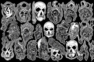 Sleeve lich king black blue tattoo idea