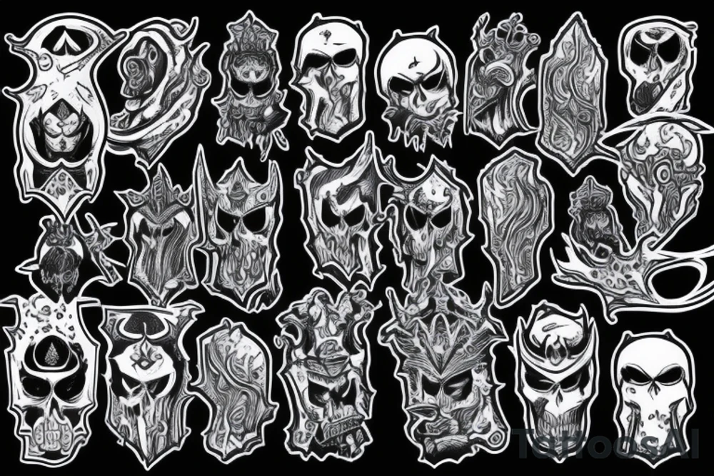 Sleeve lich king black blue tattoo idea