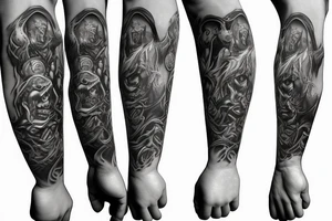 Sleeve lich king black blue tattoo idea
