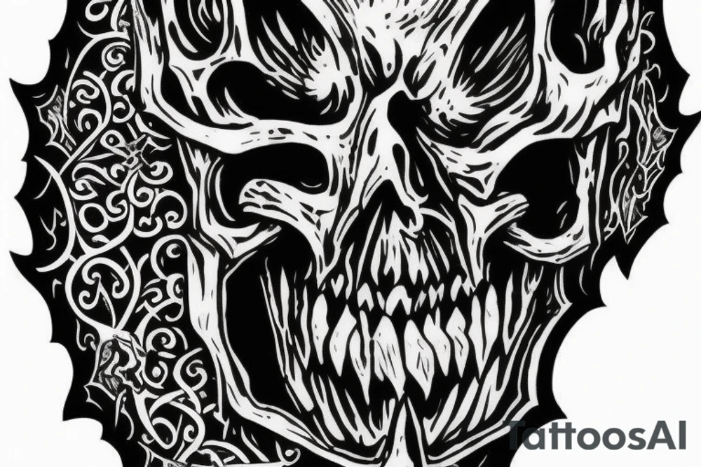 Sleeve lich king black blue tattoo idea