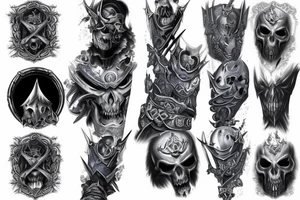 Sleeve lich king black blue tattoo idea