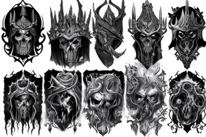 Sleeve lich king black blue tattoo idea