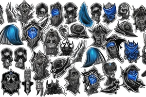 Sleeve lich king black blue tattoo idea