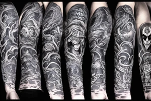 Sleeve lich king black blue tattoo idea