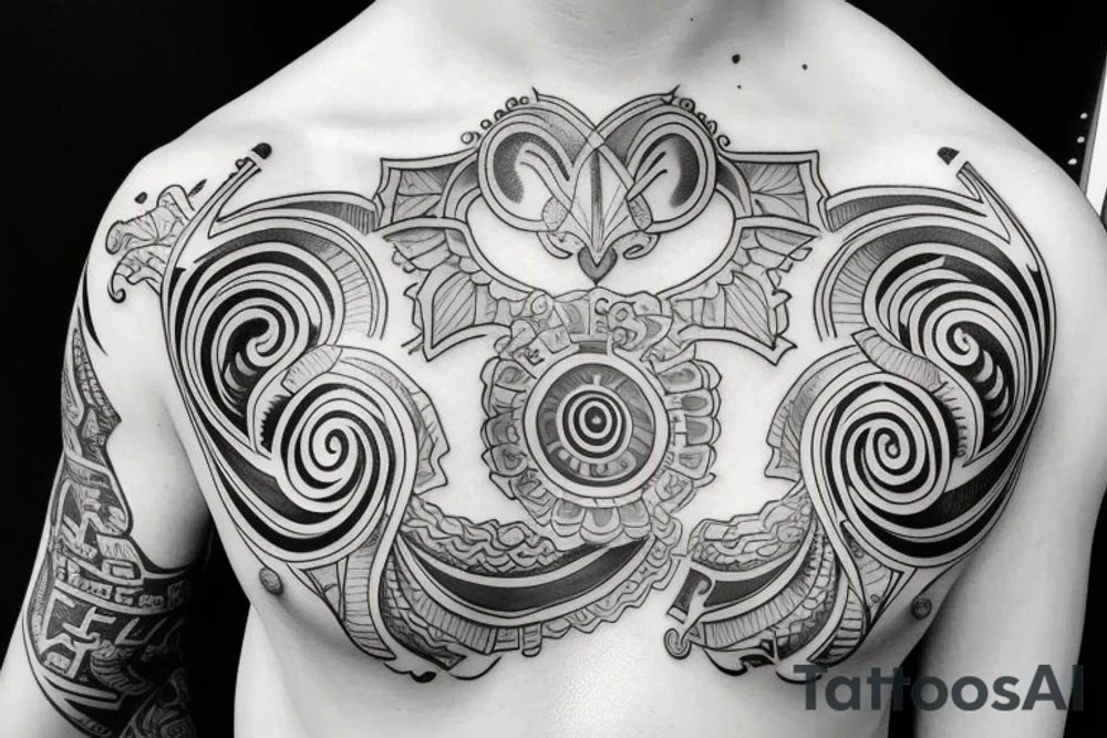 Tattoo starting on the neck and ending on the chest tattoo idea