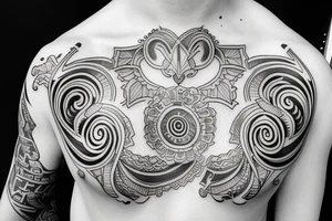 Tattoo starting on the neck and ending on the chest tattoo idea