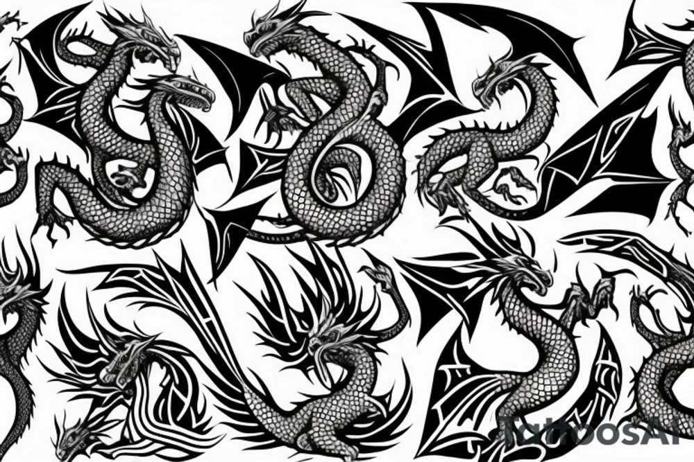 Tattoo starting on the neck and ending on the chest, of two small dragons satanic on each shoulder with the tail to the chest. tattoo idea