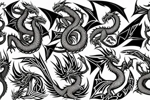 Tattoo starting on the neck and ending on the chest, of two small dragons satanic on each shoulder with the tail to the chest. tattoo idea