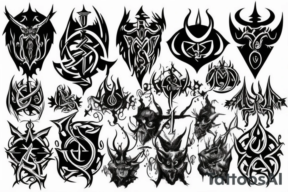 Full chest tattoo of satanic figures tattoo idea