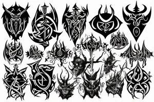 Full chest tattoo of satanic figures tattoo idea